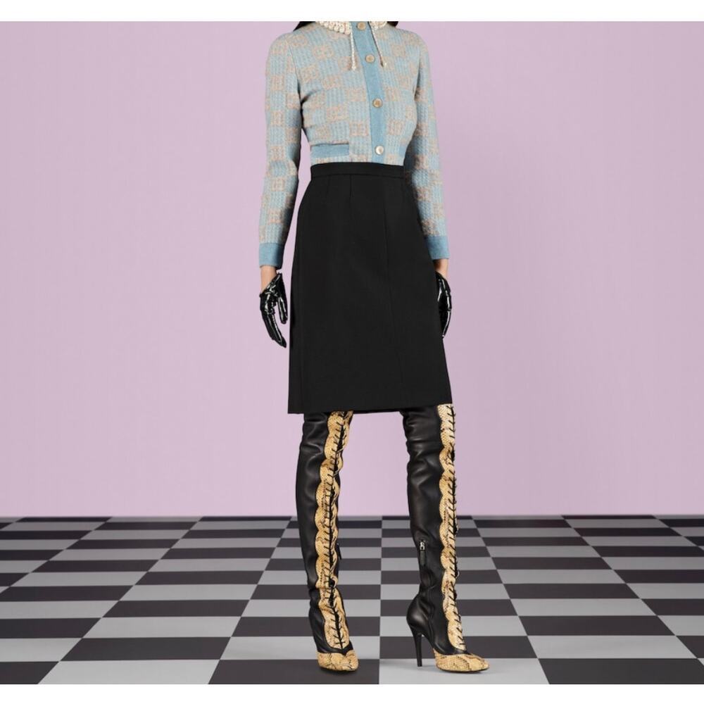 Gucci Black Wool Midi Skirt NWT Size IT 36
